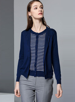 Fashion Single-breasted Fake Two Piece Suit Sweater