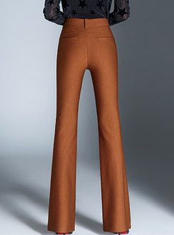Solid Color High Waist Slim Flare Pants