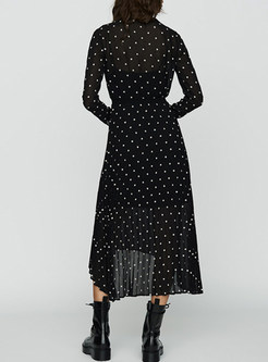 Black Print Asymmetric A Line Maxi Dress