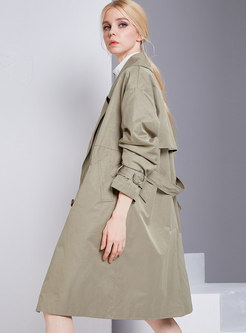 Fashion Light Green Double-breasted Slim Trench Coat