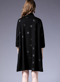 Trendy Black Dots Three Quarters Sleeve Print Dress