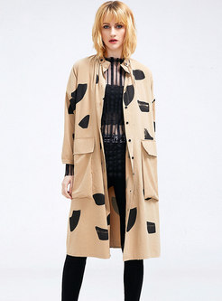 Chic Print Stand Collar Single-breasted Long Coat