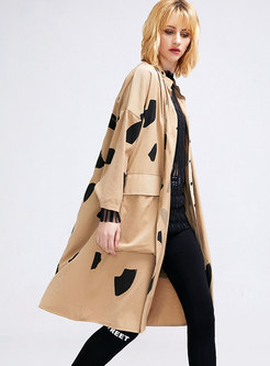Chic Print Stand Collar Single-breasted Long Coat