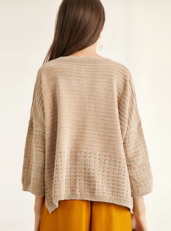 Trendy O-neck Hollow Out Loose Sweater