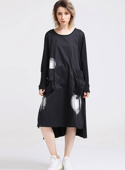Casual Polka Dot Side-slit Plus Size Dress