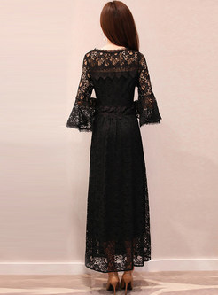 Party Lace Flare Sleeve Maxi Dress