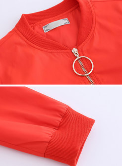 Orange Zipper-front All Matched Falbala Hem Tunic 