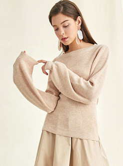 Pure Color O-neck Easy-matching Pullover Sweater