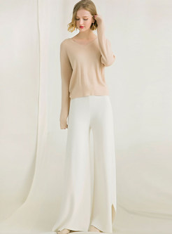 Trendy Solid Color Long Sleeve Backless Sweater