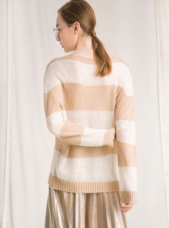 Thick Line Hollow Out Striped Perspective Sweater