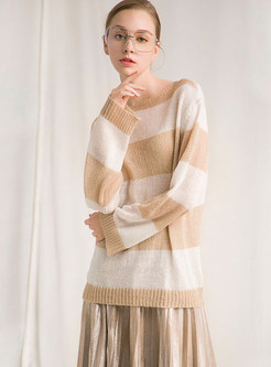 Thick Line Hollow Out Striped Perspective Sweater