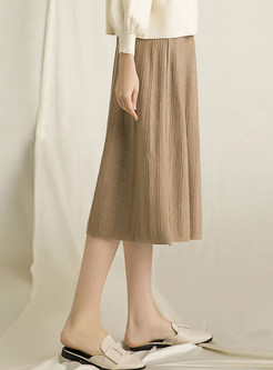 Fashion Knitted Easy-matching A Line Skirt