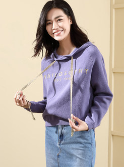 Hooded Drawstring Pullover Knitted Sweatshirt