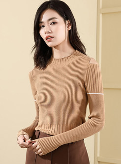 Stylish Off Shoulder Pullover Bottoming Sweater