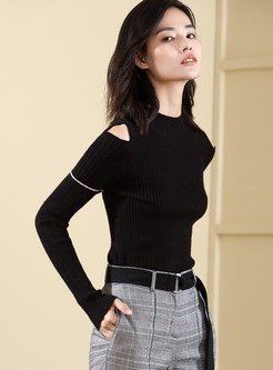 Black Slim Long Sleeve Off Shoulder Sweater