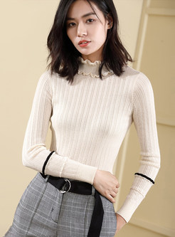 Trendy High Neck Pure Color Bottoming Sweater