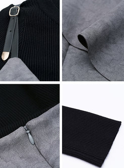 Fashion Brief Black Sweater & Strap Mini Knitted Dress
