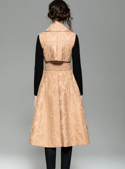 Stylish Notched Sleeveless High Waist A Line Dress