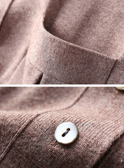 Trendy Turn-down Collar Rabbit Single-breasted Sweater