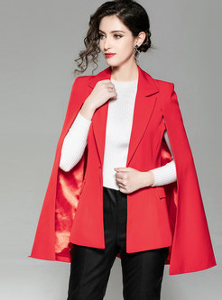 Fashion Red Cloak Long Sleeve Slim Blazer