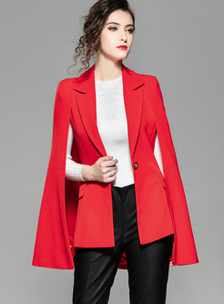 Fashion Red Cloak Long Sleeve Slim Blazer
