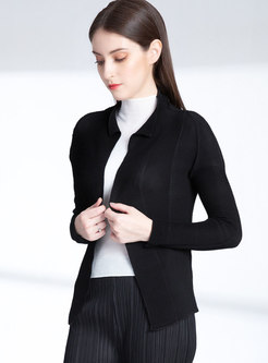 Fashion Black Elegant Cropped Sweater Coat