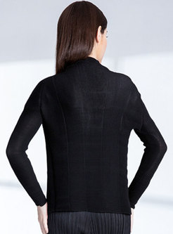 Fashion Black Elegant Cropped Sweater Coat