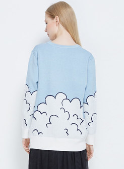 Casual Cartoon Pattern O-neck Knitted Sweater