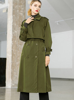 Turn Down Collar Double-breasted Mid-claf Trench Coat