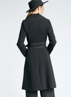 Notched Double-breasted Tie-waist Trench Coat
