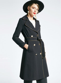 Notched Double-breasted Tie-waist Trench Coat