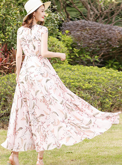 Sweet Floral Print Maxi Dress