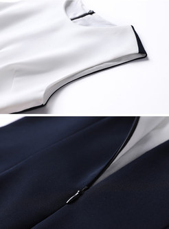 Elegant Color-blocked Stitching Sleeveless Dress