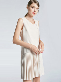 Fashion Solid Color Sleeveless Mini A Line Dress