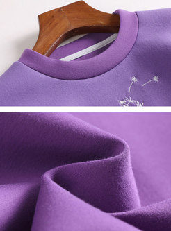 Casual Purple Pullover Long Sleeve Hoodies