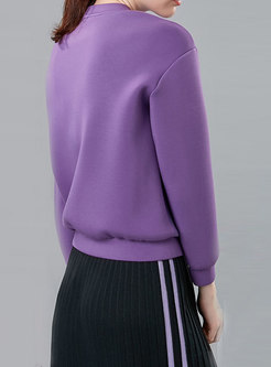 Casual Purple Pullover Long Sleeve Hoodies