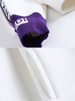 Stylish Hooded Color-block Letter Stitching Sweatshirt