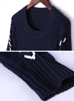 Chic Color-blocked Bat Sleeve Knitted Sweater