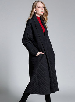 Pure Color Turn Down Collar Long Thick Coat