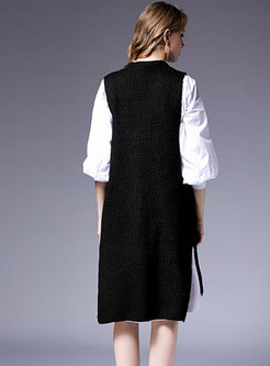 Stylish Side-slit Single-breasted Asymmetric Knitted Vest