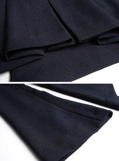 Elegant Work Flare Sleeve Ruffled Hem Blazer & Flare Pants