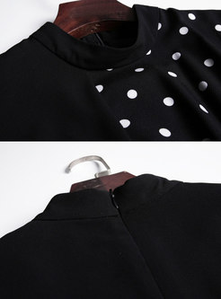 Chic Stitching Dots Asymmetric A Line Dress 