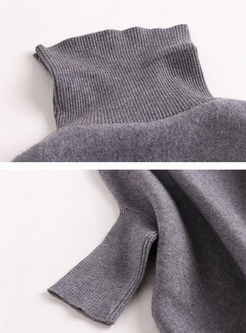 Loose Print Bat Sleeve Pullover Tassel Sweater