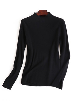 Standing Collar Long Sleeve Sweater & Plaid Strap Dress