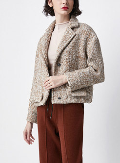 Elegant Turn Down Collar Short Woolen Coat