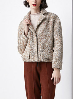 Elegant Turn Down Collar Short Woolen Coat