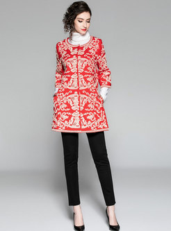 Autumn Fashion Jacquard Beaded Lace-paneled Trench Coat
