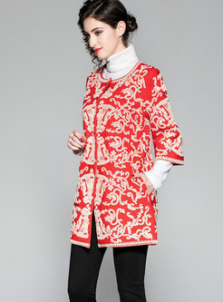 Autumn Fashion Jacquard Beaded Lace-paneled Trench Coat