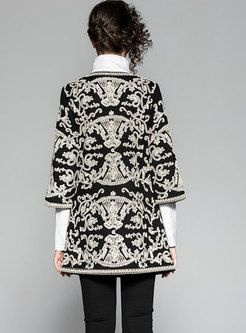 Autumn Fashion Jacquard Beaded Lace-paneled Coat