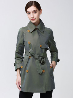 Turn Down Collar Belted Slim Trench Coat